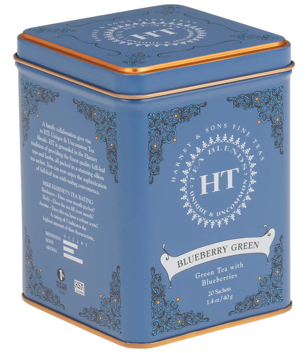 Harney & Sons Blueberry Green Tea, Tin Of 20 Sachets